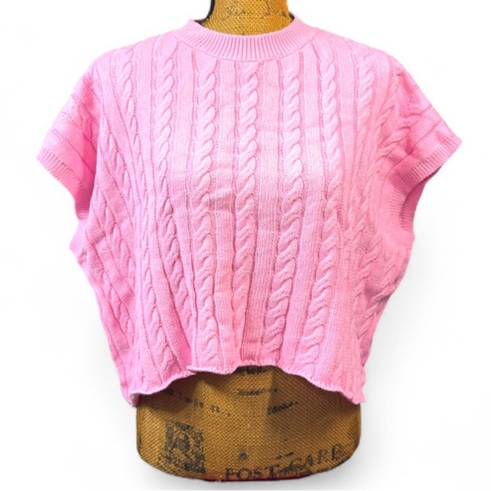 Olivaceous pink cable knit sweater over-sized vest Women’s large | ag